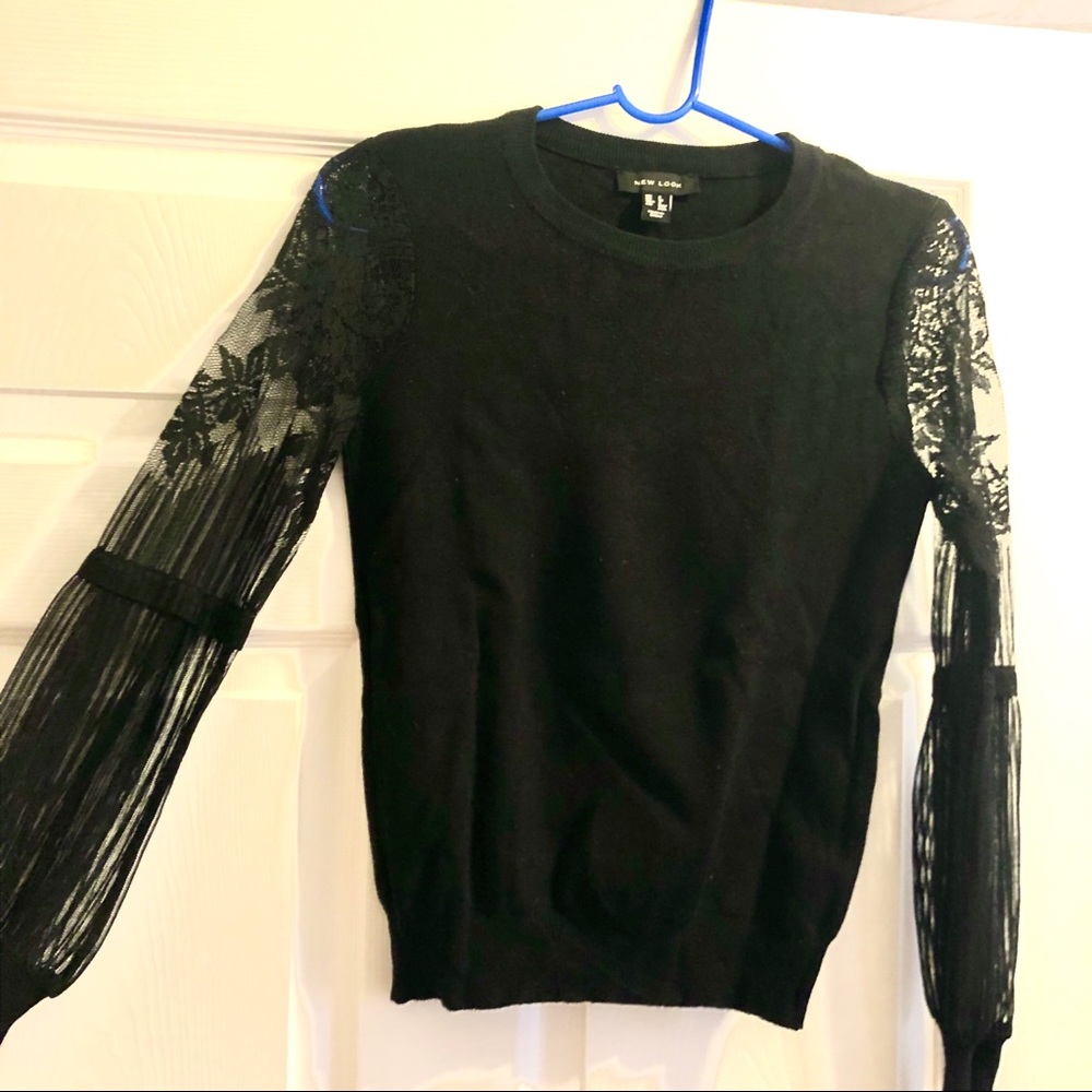 ASOS black sweater/top w lace sleeves